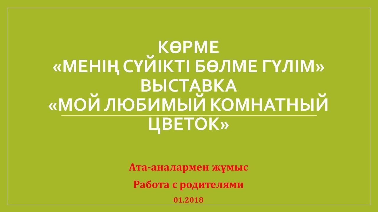Көрме "Менің сүйікті бөлме гүлдерім"